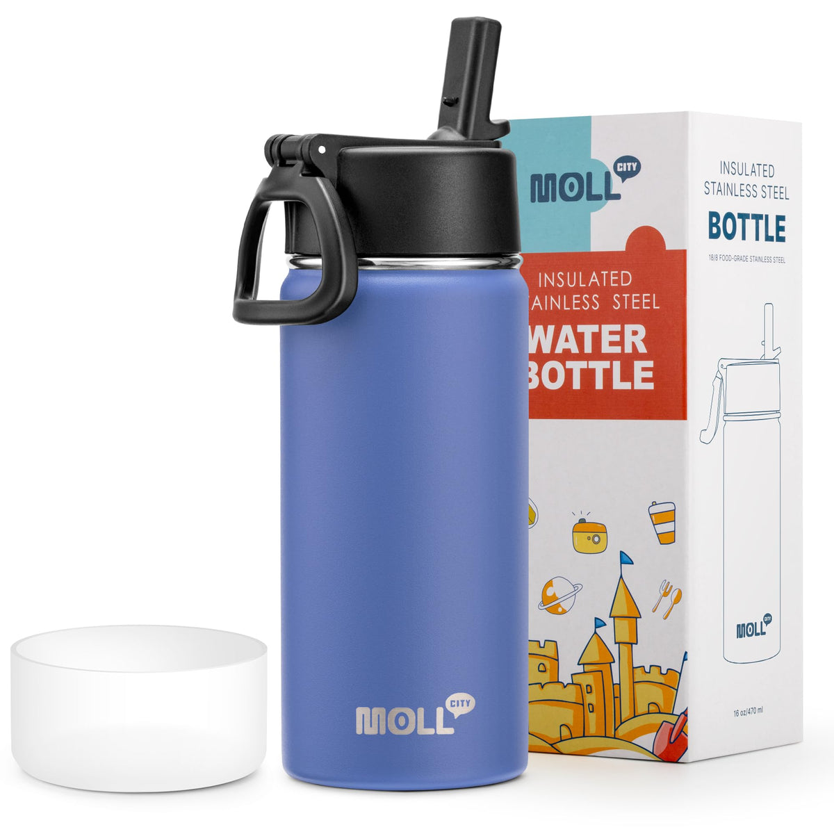 Stainless Steel Water Bottle 16 oz, Grass Green