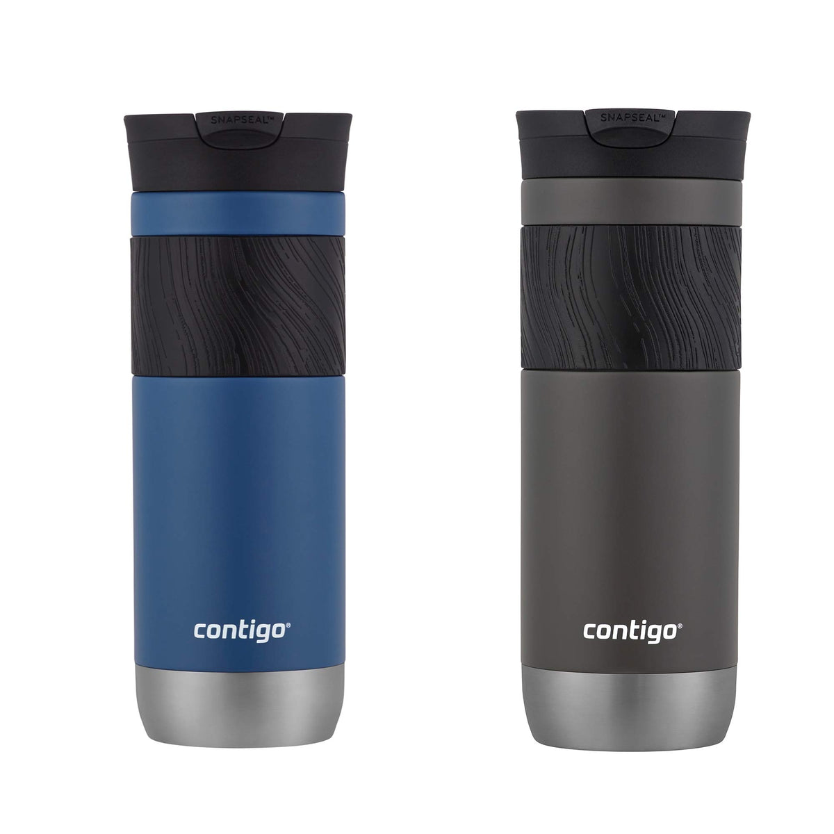 Contigo Byron Vacuum-Insulated Stainless Steel Travel Mug with Leak-Proof Lid, Reusable Coffee Cup or Water Bottle, BPA-Free, 20oz 2-Pack in Sake & Blue Corn Perfect for Hot and Cold Beverages