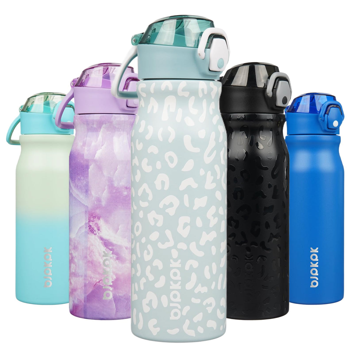 BJPKPK 18 oz Water Bottle with Straw & Handle, Insulated Stainless Flask