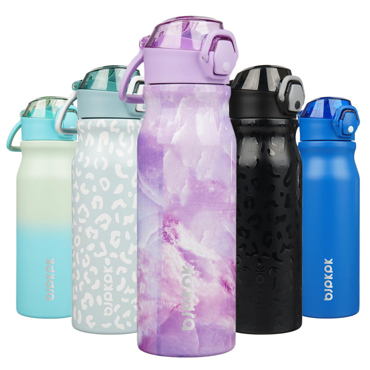 BJPKPK 18 oz Water Bottle with Straw & Handle, Insulated Stainless Flask
