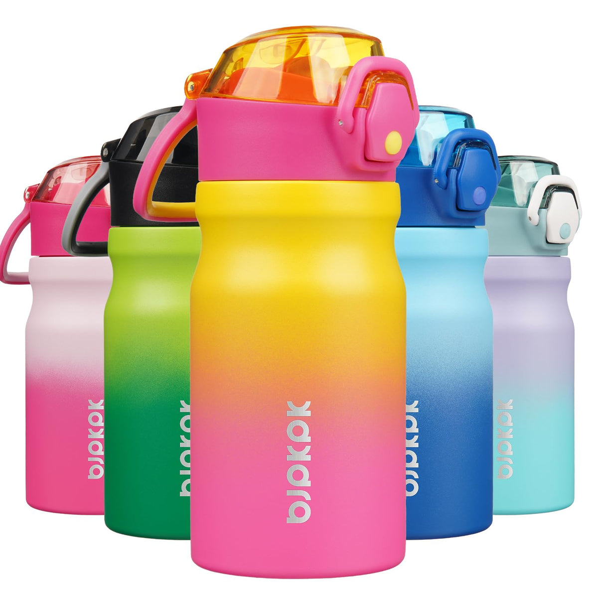 BJPKPK 18 oz Water Bottle with Straw & Handle, Insulated Stainless Flask