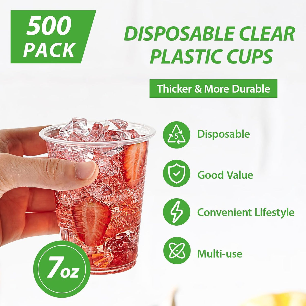 Lilymicky 500 Pack 7 oz Disposable Plastic Cups, 7 oz Clear Plastic Cups