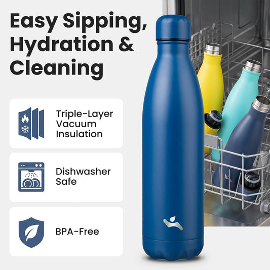 Konokyo 25 oz Insulated Stainless Steel Water Bottle, Blue