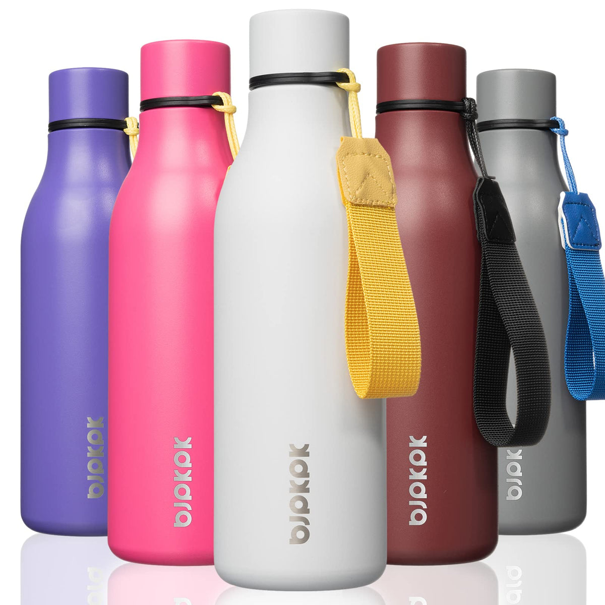 BJPKPK 18oz Insulated Water Bottle, Stainless Steel Bottle with Carry Strap