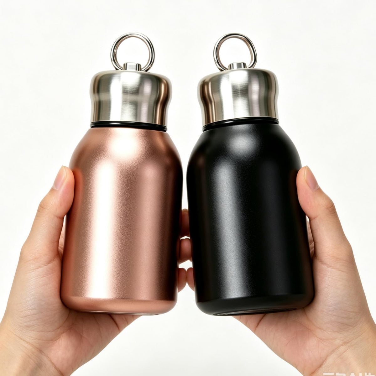 Mini Stainless Steel, Small Insulated Flask, Compact Vacuum Bottle, Portable Stainless Steel Tumble, Travel Coffee Mug, Small MetalWater Bottle, Cute Water Bottle With Handle (Black)