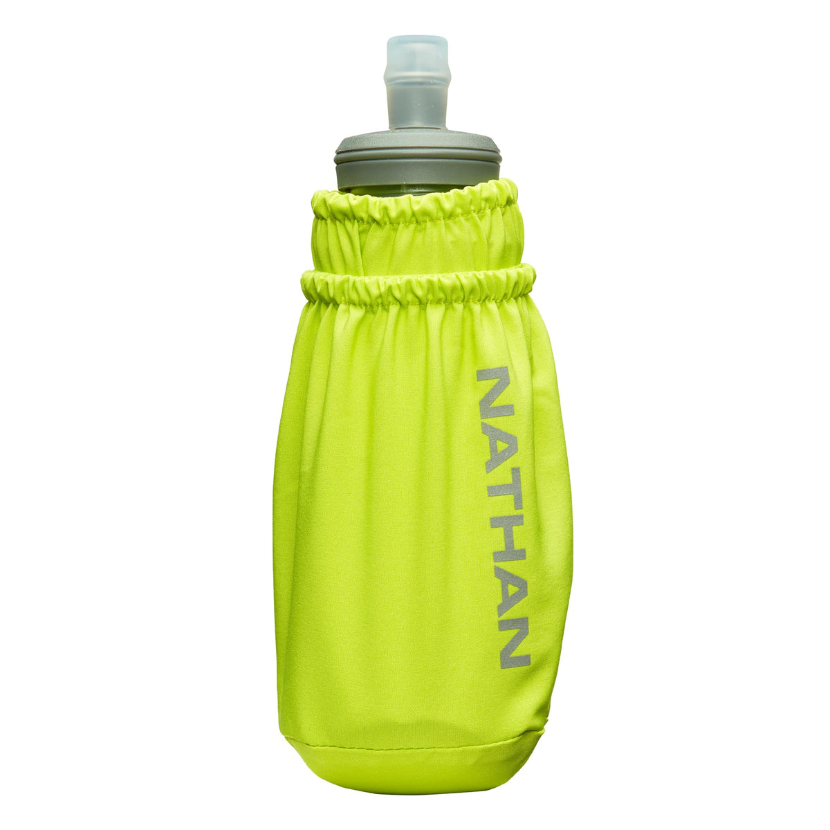 Nathan Handheld Soft Flask 18oz - Exo-Draw Insulated Collapsible Bottle - Grip-Free Strap & Rigid ExoSpine for Comfort/Support - Breathable Mesh Strap - Ideal Running/Hiking, Pinnacle, Black