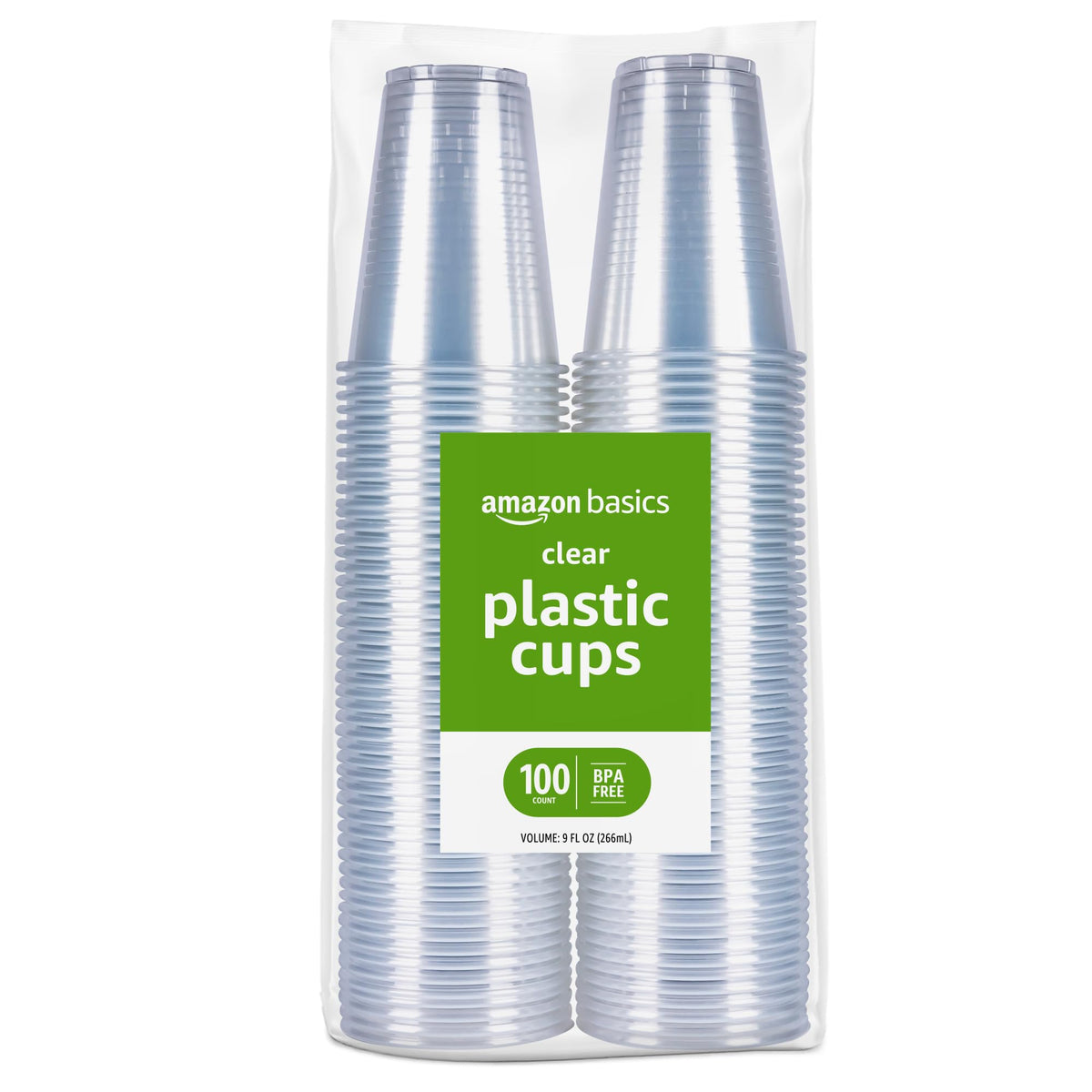 Amazon Basics Disposable Clear Plastic Cups for Cold Drinks, BPA-Free, Easy to Hold, 16oz, 50 Count
