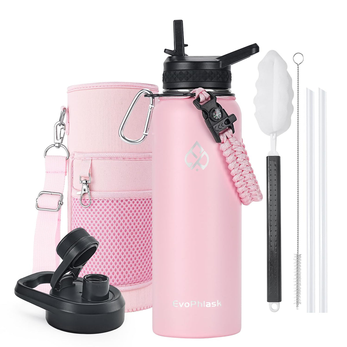 64 oz Insulated Water Bottle with Carrier Bag, Indigo Black