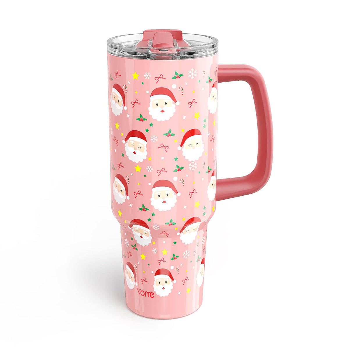 YOME 40 oz Bow Pink Tumbler with Handle and Flip Straw for Women | Stainless Steel Insulated Water Bottle | Keeps Drinks Cold | Dishwasher Safe | Cupholder Friendly | Gift Gym Travel Yoga