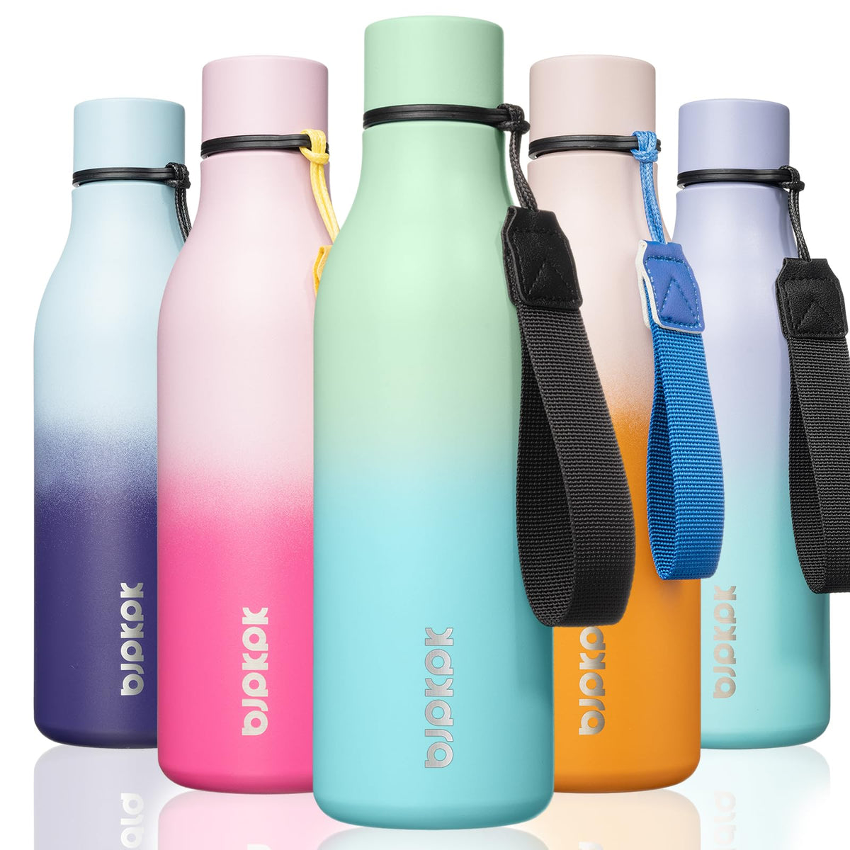 BJPKPK 18oz Insulated Water Bottle, Stainless Steel Bottle with Carry Strap