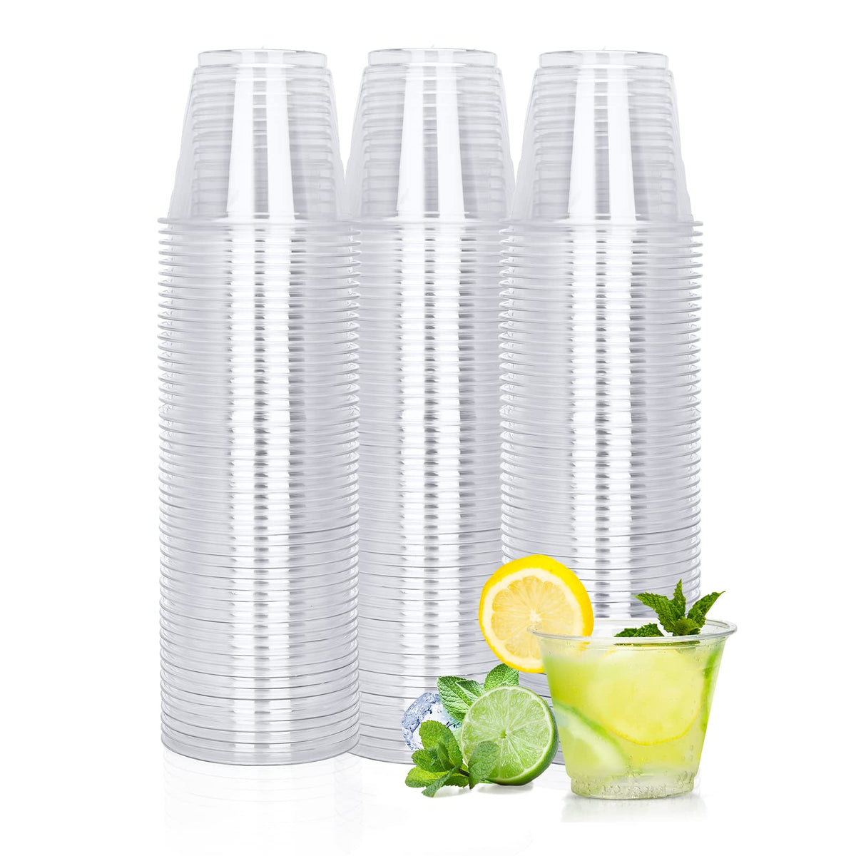 TashiBox 100 Count - 16 Ounce Plastic Cups, Ice Coffee Cups To Go - Crystal Clear PET Party Cups