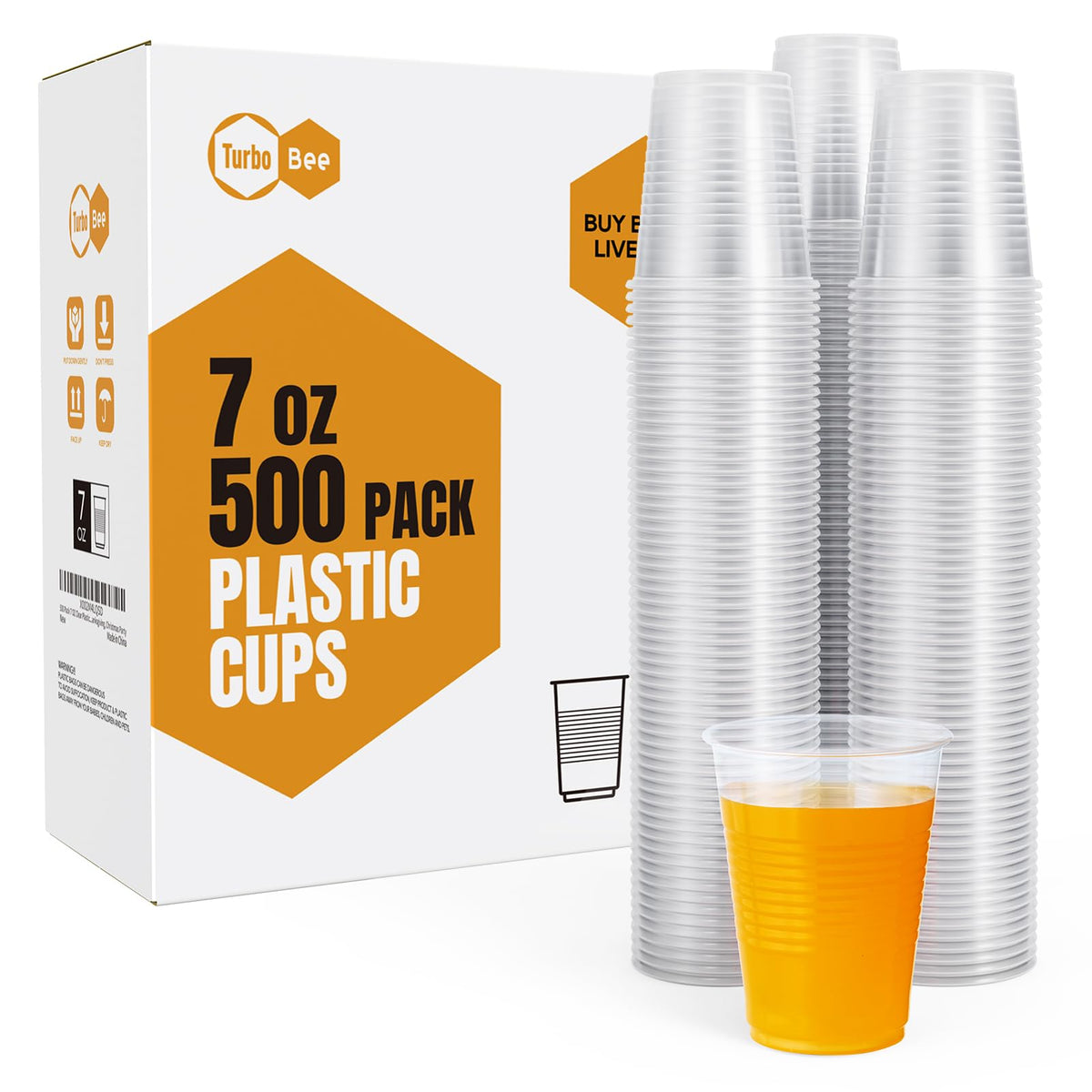 Turbo Bee 500 Pack 9oz Disposable Plastic Cups,Heat-Resistant & Food Safe Drinking Cups for Hot/Cold Beverages, Perfect for Schools, Offices, Events & Commercial Use