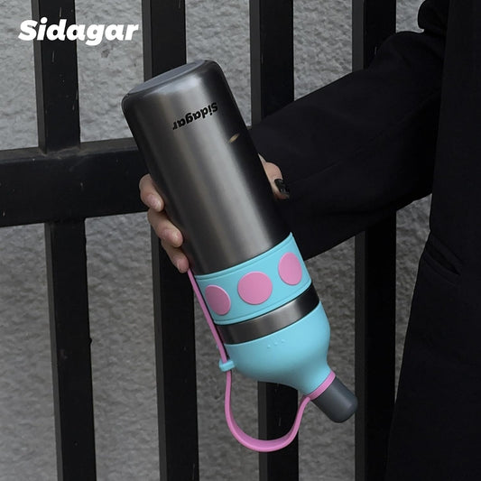 24 oz Sports Tumbler, Stainless Steel Vacuum Water Bottle Insulated Iced Travel Coffee Cup Double Wall Flask (Dark Grey)