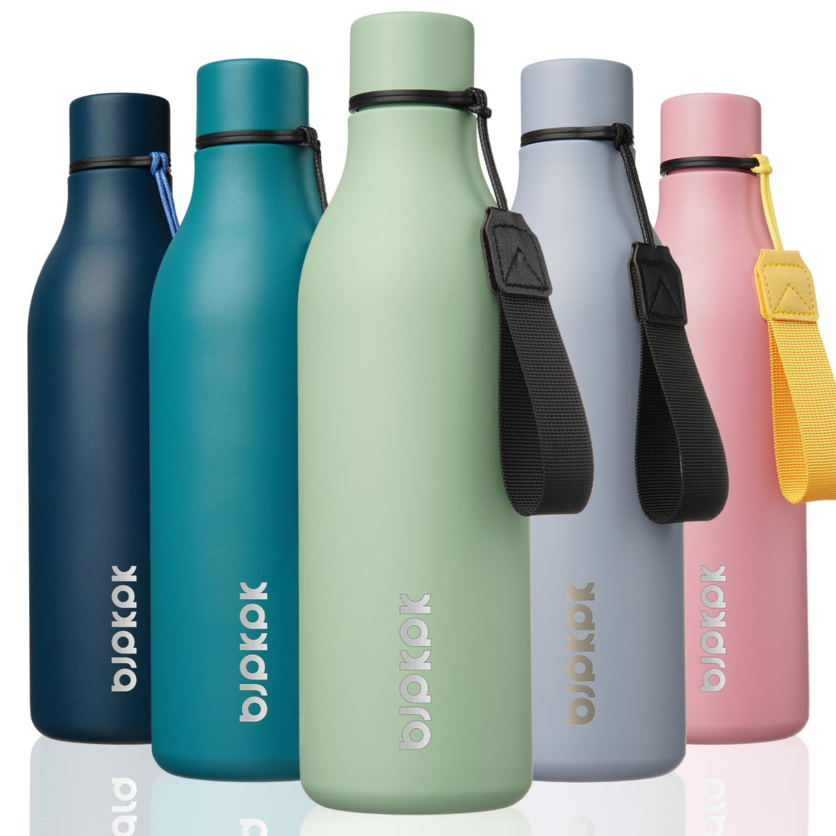 BJPKPK 18oz Insulated Water Bottle, Stainless Steel Bottle with Carry Strap