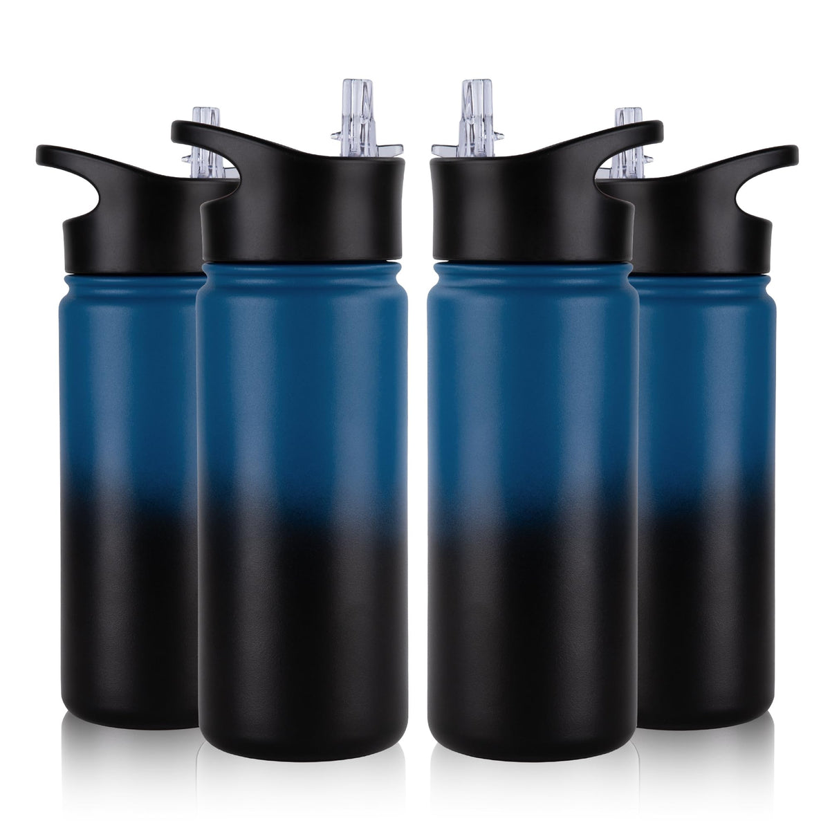 40 oz Insulated Water Bottle with Straw, Stainless Steel Sports Water Bottles with 2 Lids (Straw and Wide Mouth lid), Double Wall Vacuum, Leakproof, BPA-Free, Black