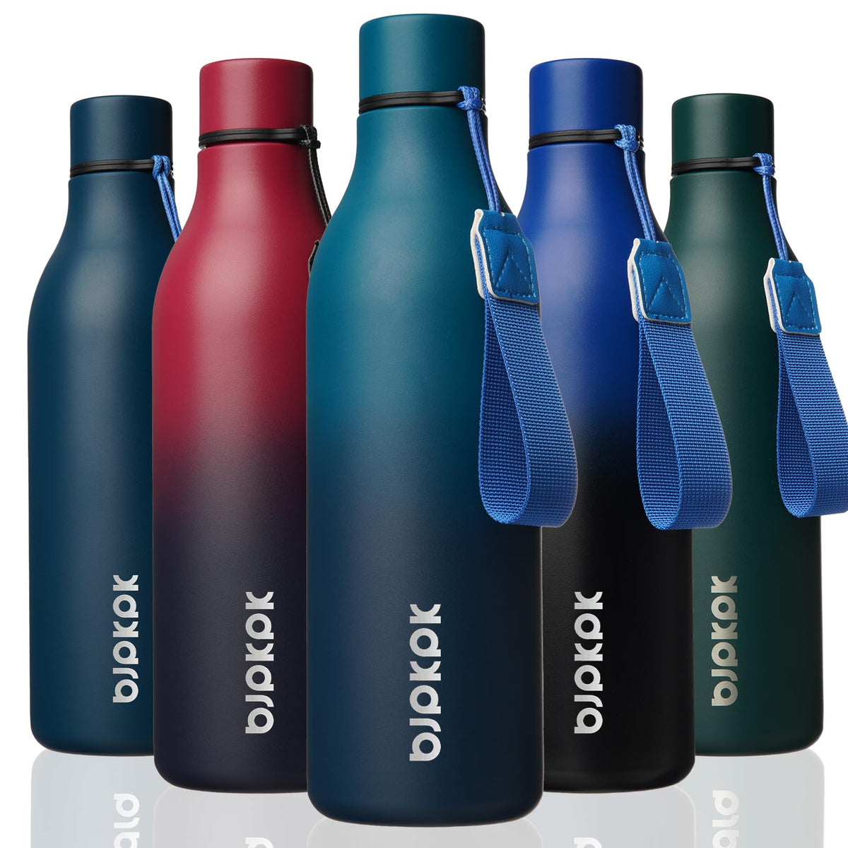 BJPKPK 18oz Insulated Water Bottle, Stainless Steel Bottle with Carry Strap