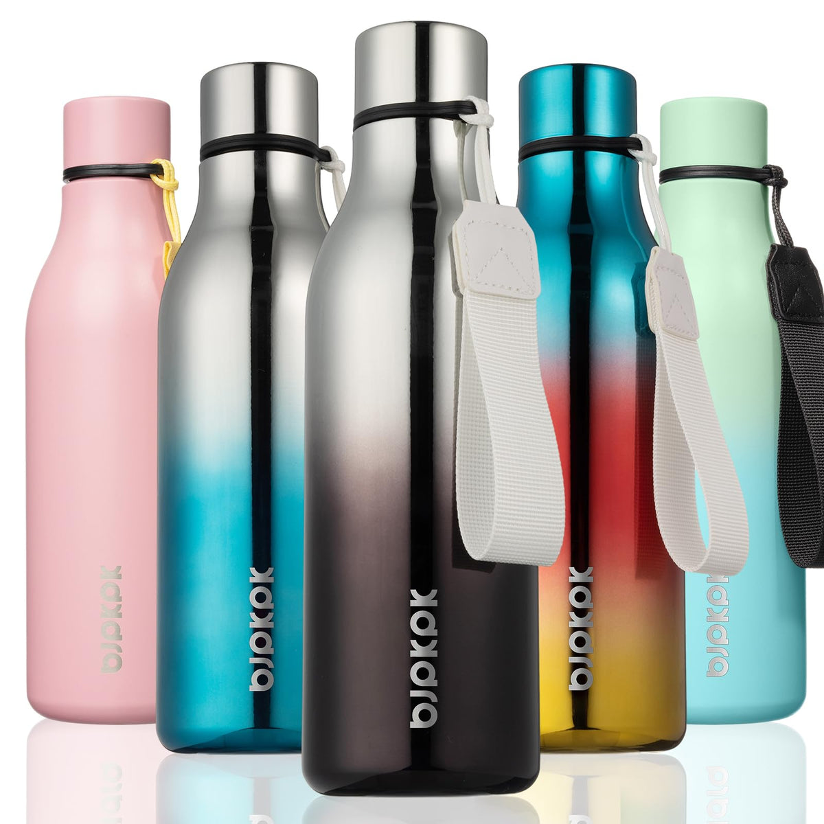 BJPKPK 18oz Insulated Water Bottle, Stainless Steel Bottle with Carry Strap