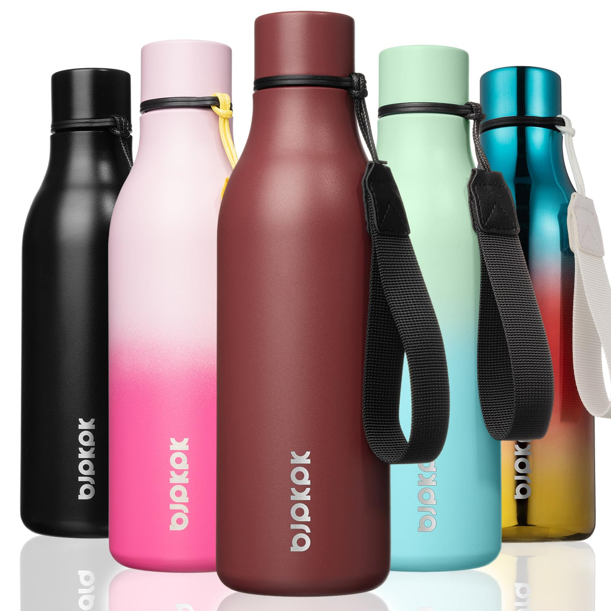 BJPKPK 18oz Insulated Water Bottle, Stainless Steel Bottle with Carry Strap