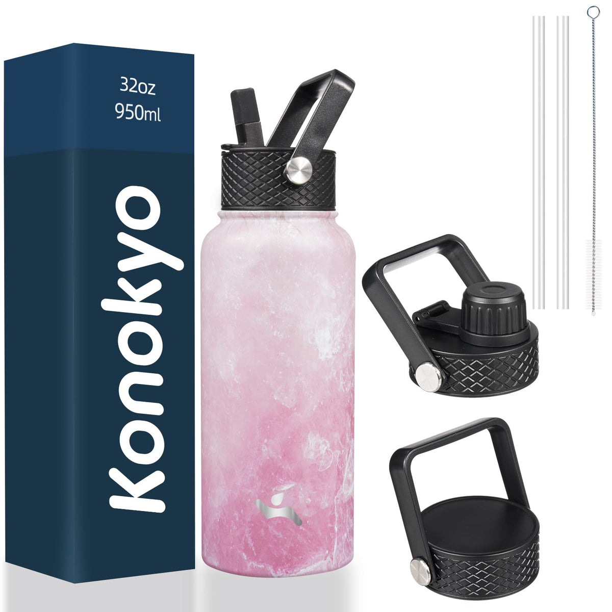 Konokyo 22 oz Insulated Stainless Steel Water Bottle with Straw Lid