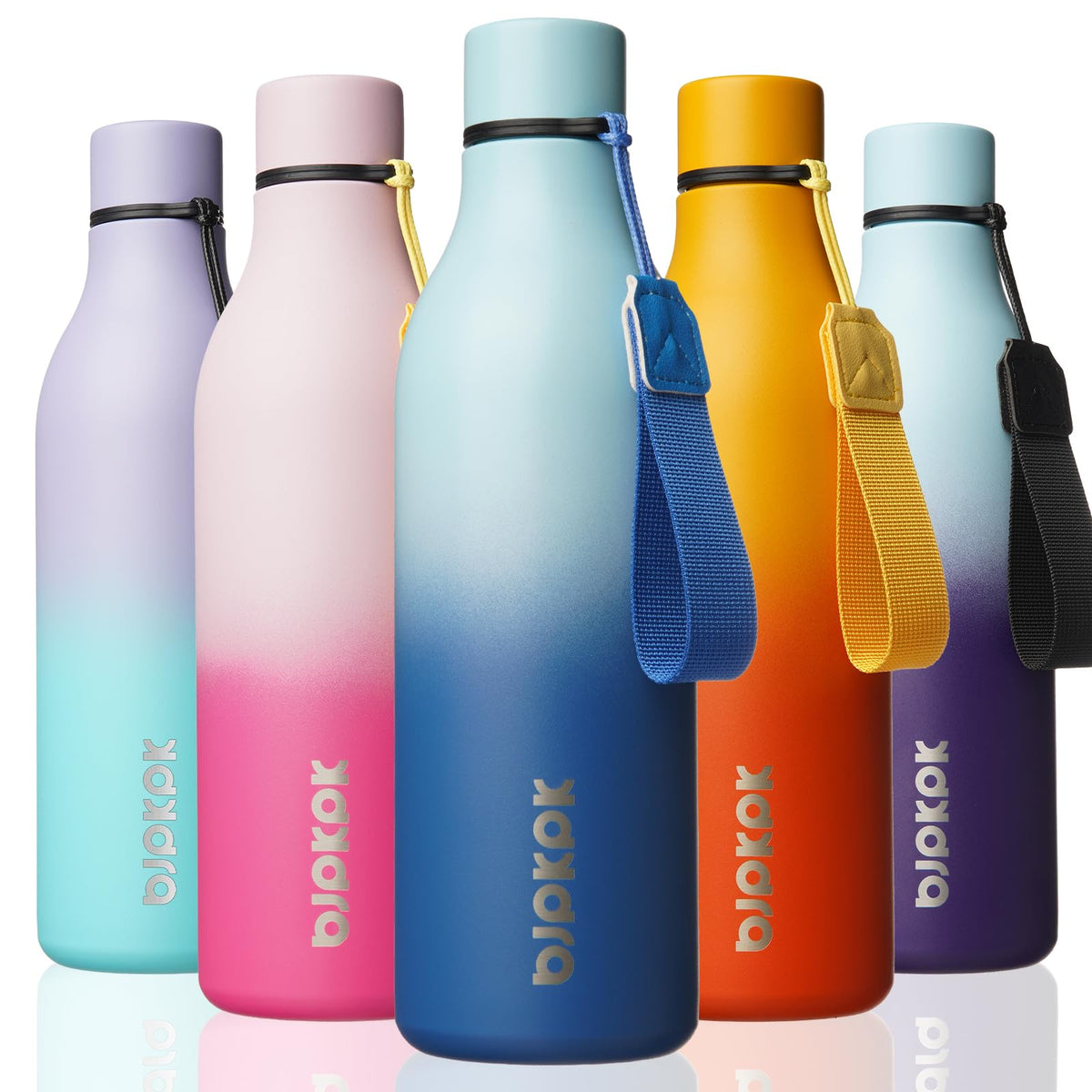 BJPKPK 18oz Insulated Water Bottle, Stainless Steel Bottle with Carry Strap