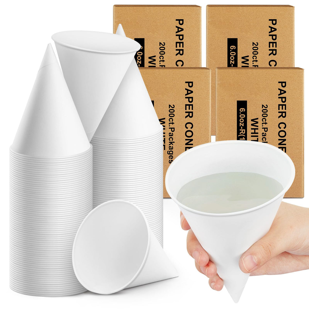 Roshtia Paper Cone Water Cups for Water Cooler Dispenser, 4 oz