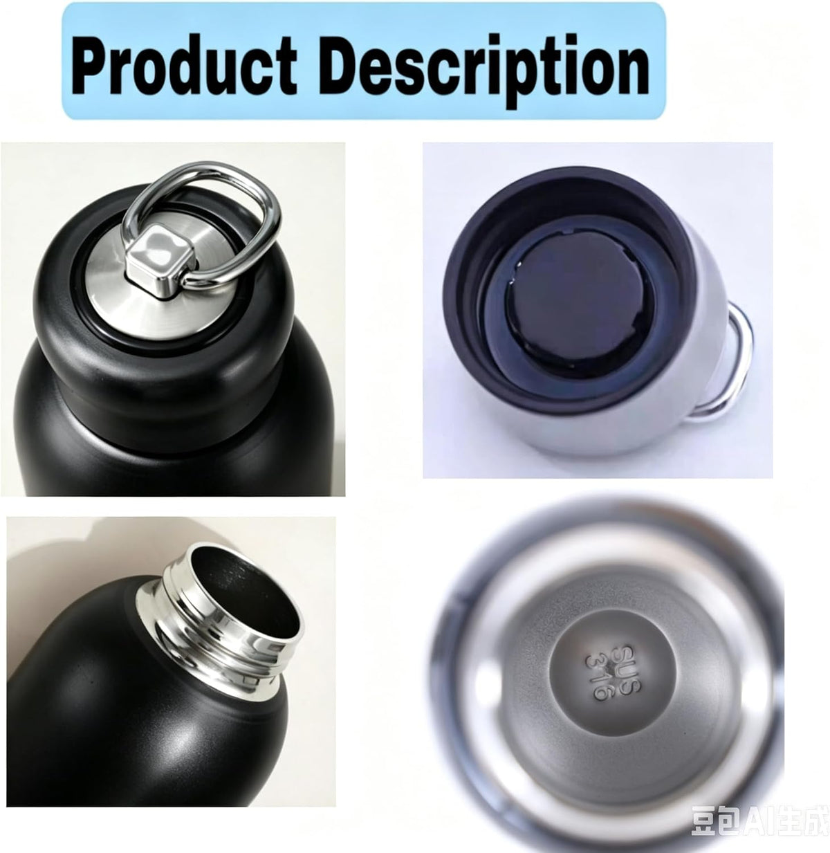 Mini Stainless Steel, Small Insulated Flask, Compact Vacuum Bottle, Portable Stainless Steel Tumble, Travel Coffee Mug, Small MetalWater Bottle, Cute Water Bottle With Handle (Black)