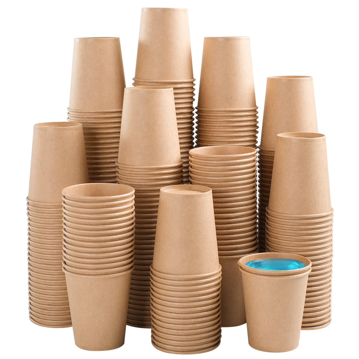 BYSNOW 200 Pack 10 oz Kraft Paper Cups, Disposable Coffee Hot Water Cups
