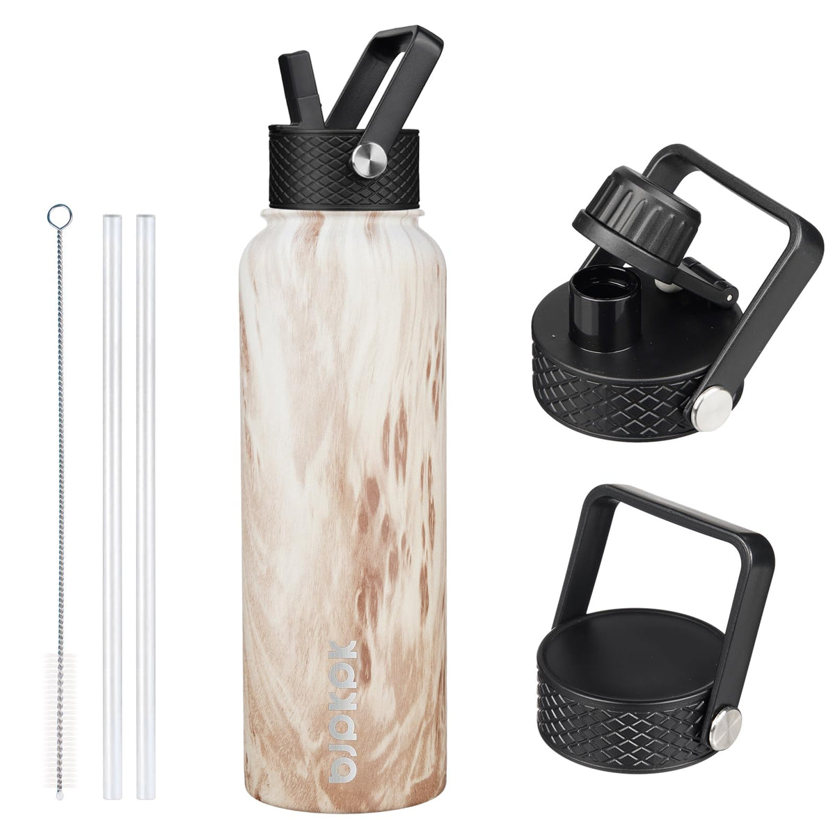 BJPKPK 64oz Insulated Water Bottle, Half Gallon Water Jug with Straw Lid