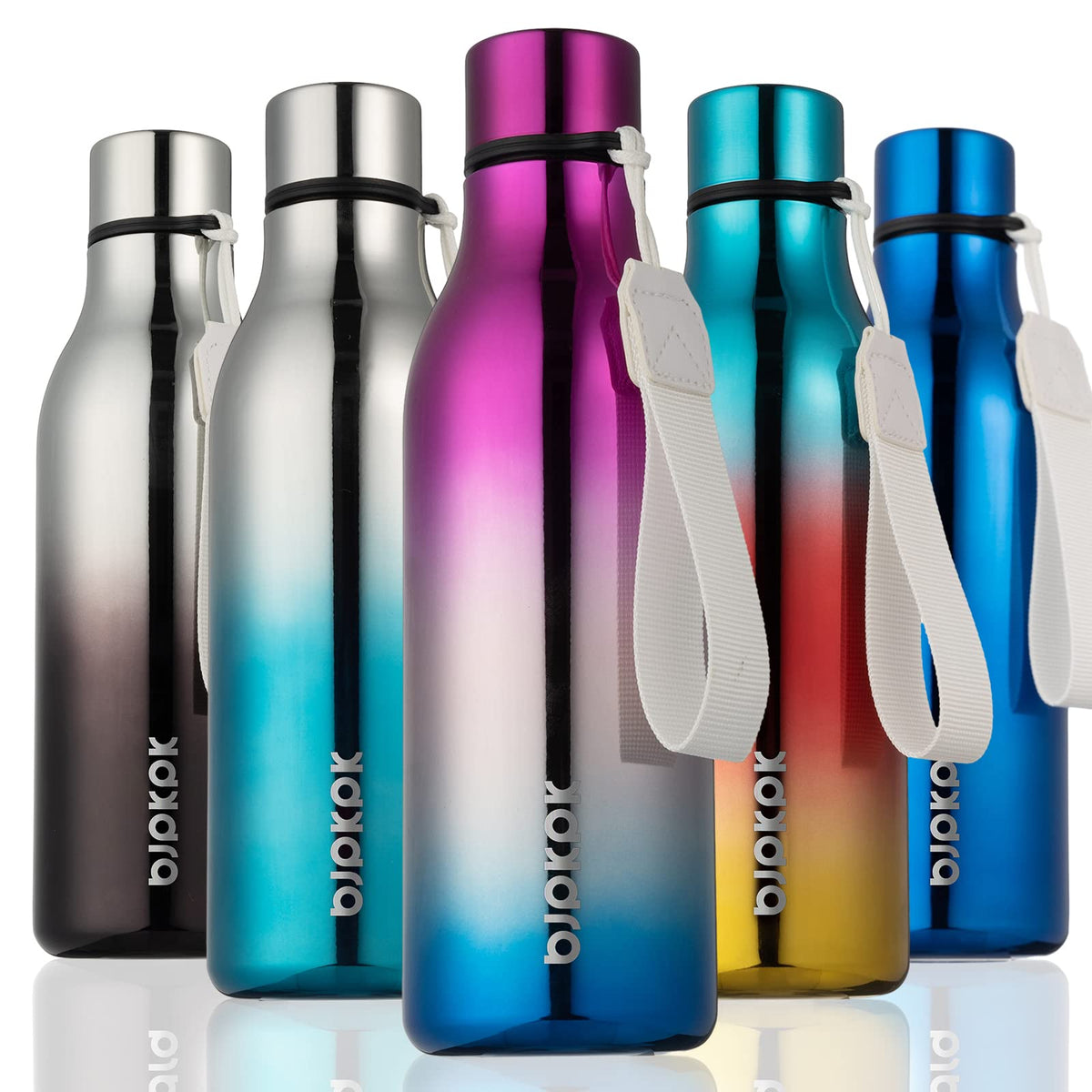 BJPKPK 18oz Insulated Water Bottle, Stainless Steel Bottle with Carry Strap