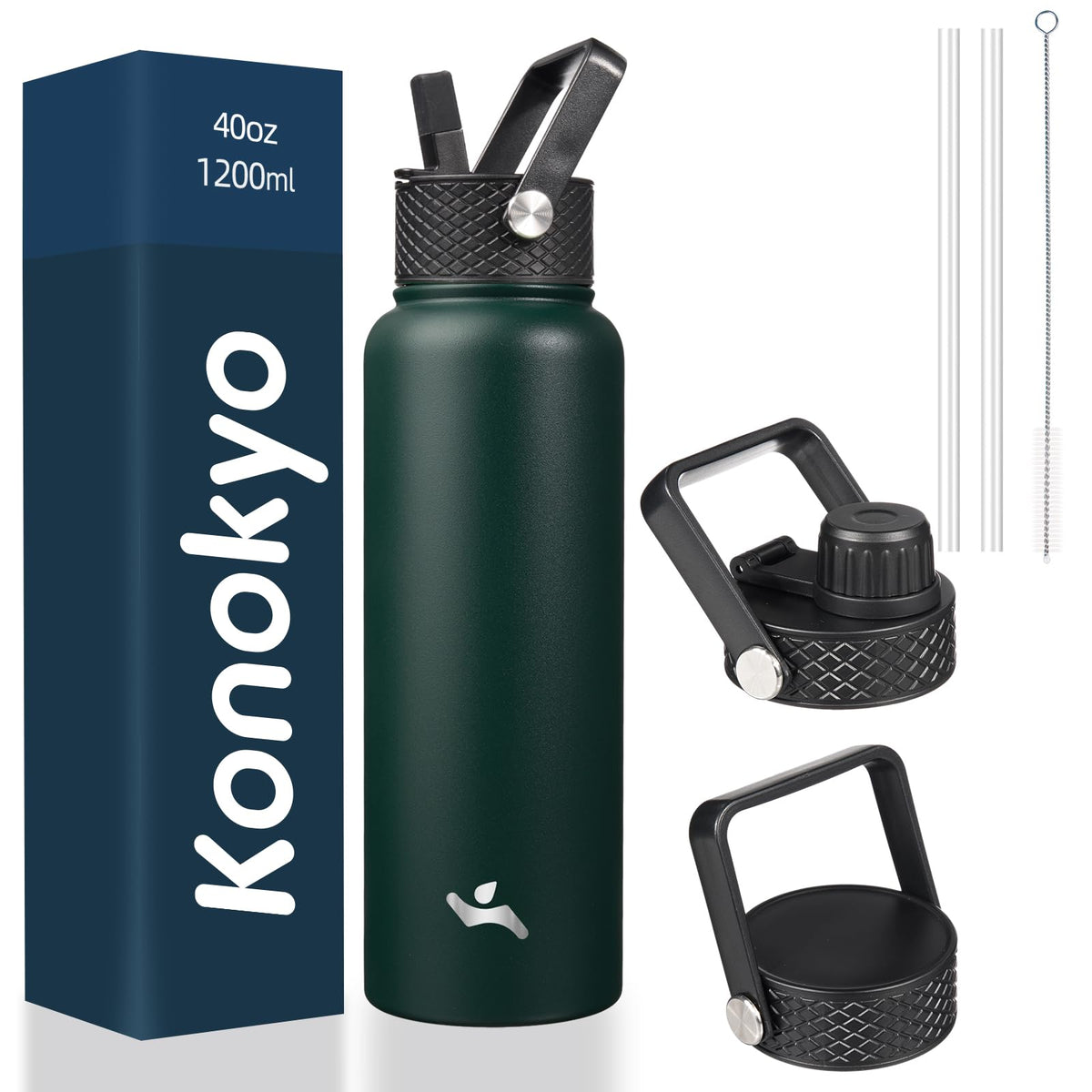 Konokyo 22 oz Insulated Stainless Steel Water Bottle with Straw Lid