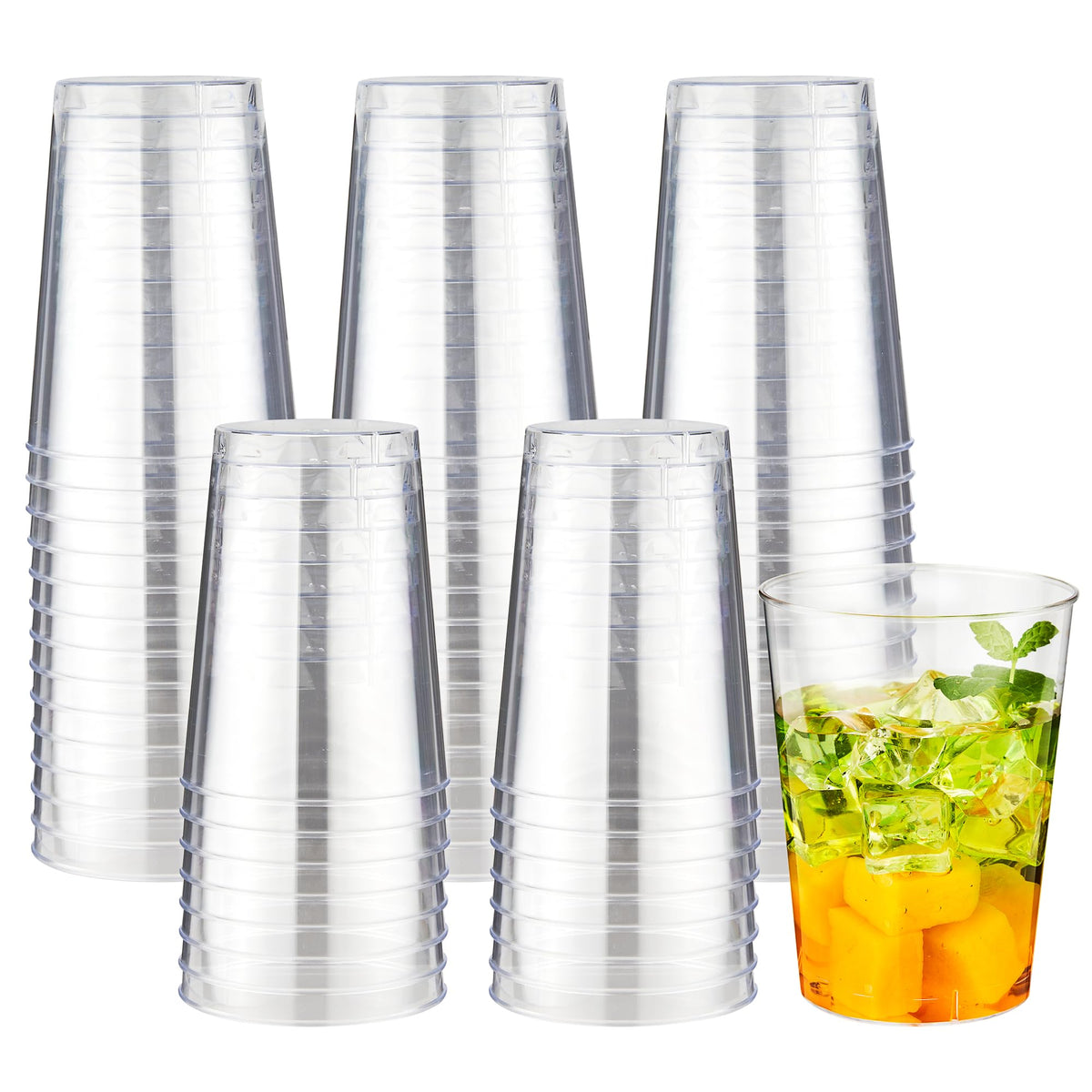 RACETOP 9 oz Clear Plastic Cups 100 packs, Perfect for Parties, Wedding