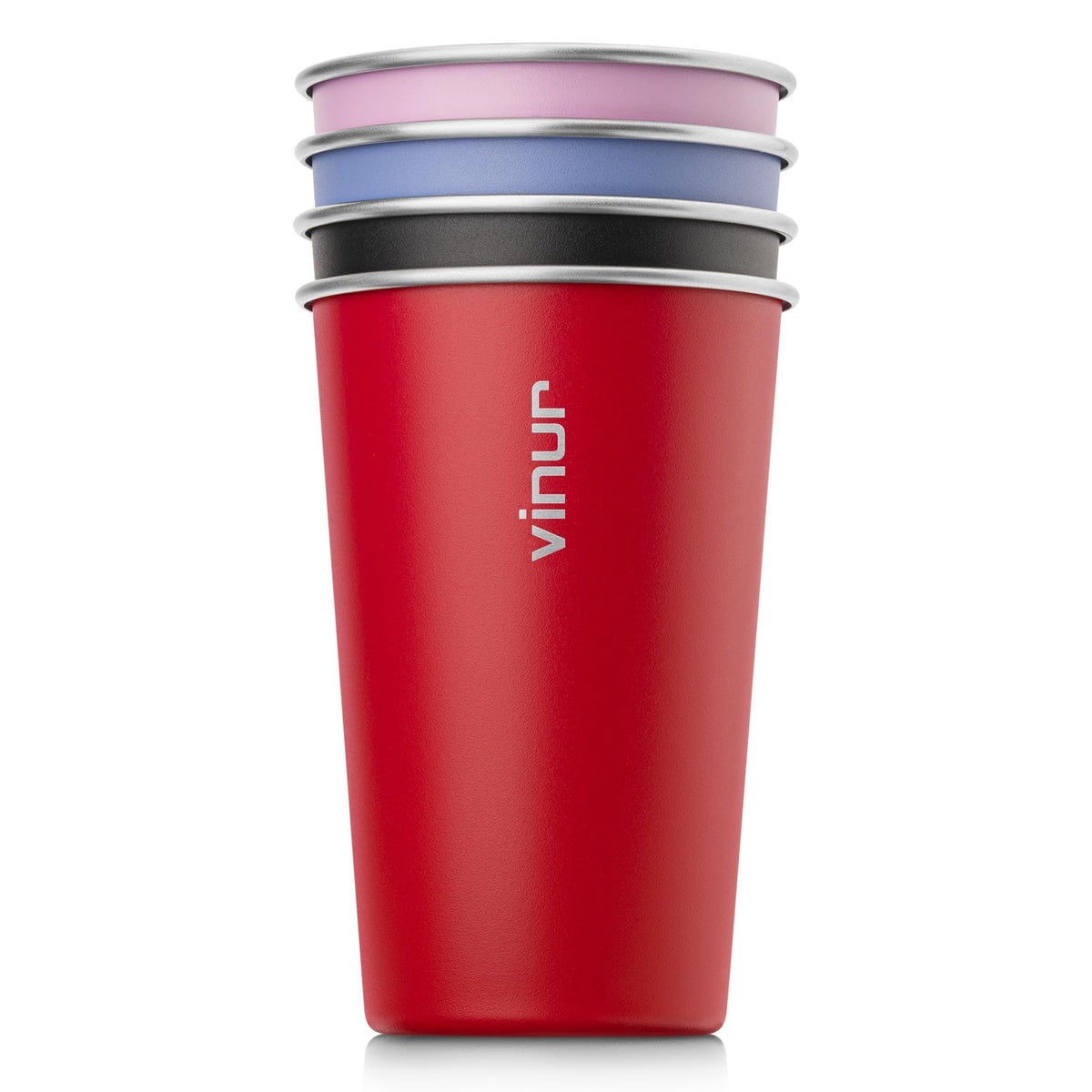 Stainless Steel Cups-16 oz Colorful Stackable Metal Drinking Glasses 8 Pcs