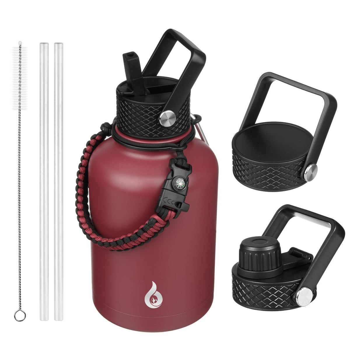 BJPKPK 64oz Insulated Water Bottle, Half Gallon Water Jug with Straw Lid