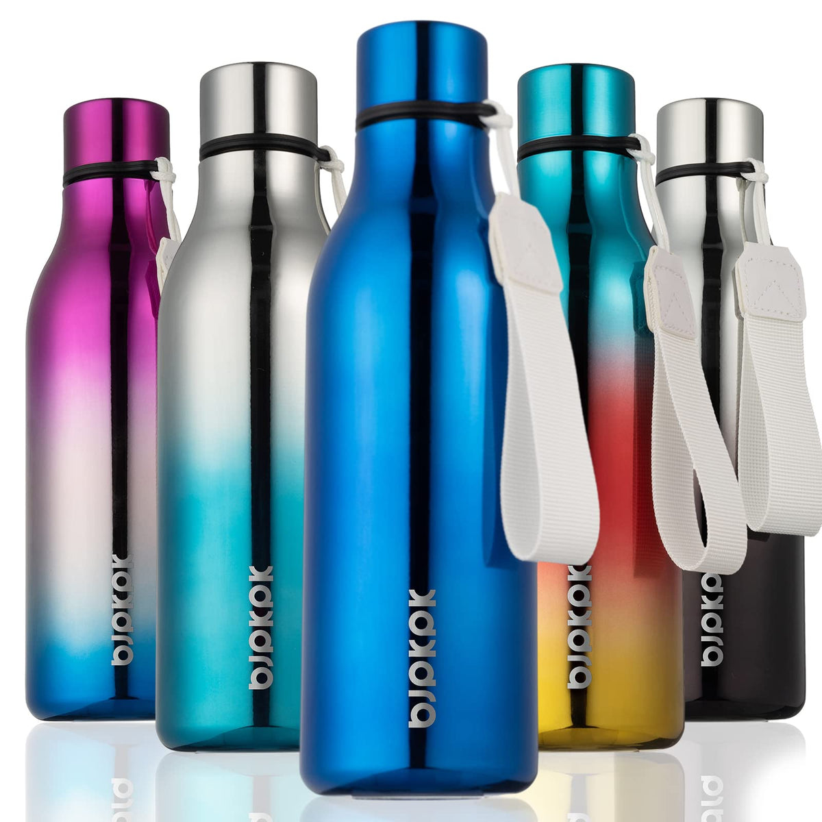 BJPKPK 18oz Insulated Water Bottle, Stainless Steel Bottle with Carry Strap