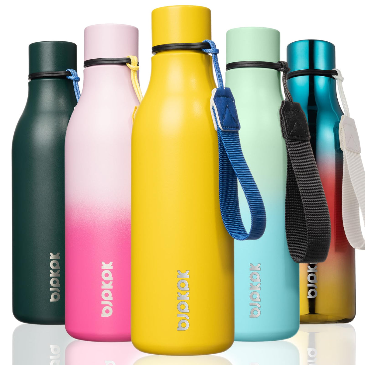 BJPKPK 18oz Insulated Water Bottle, Stainless Steel Bottle with Carry Strap