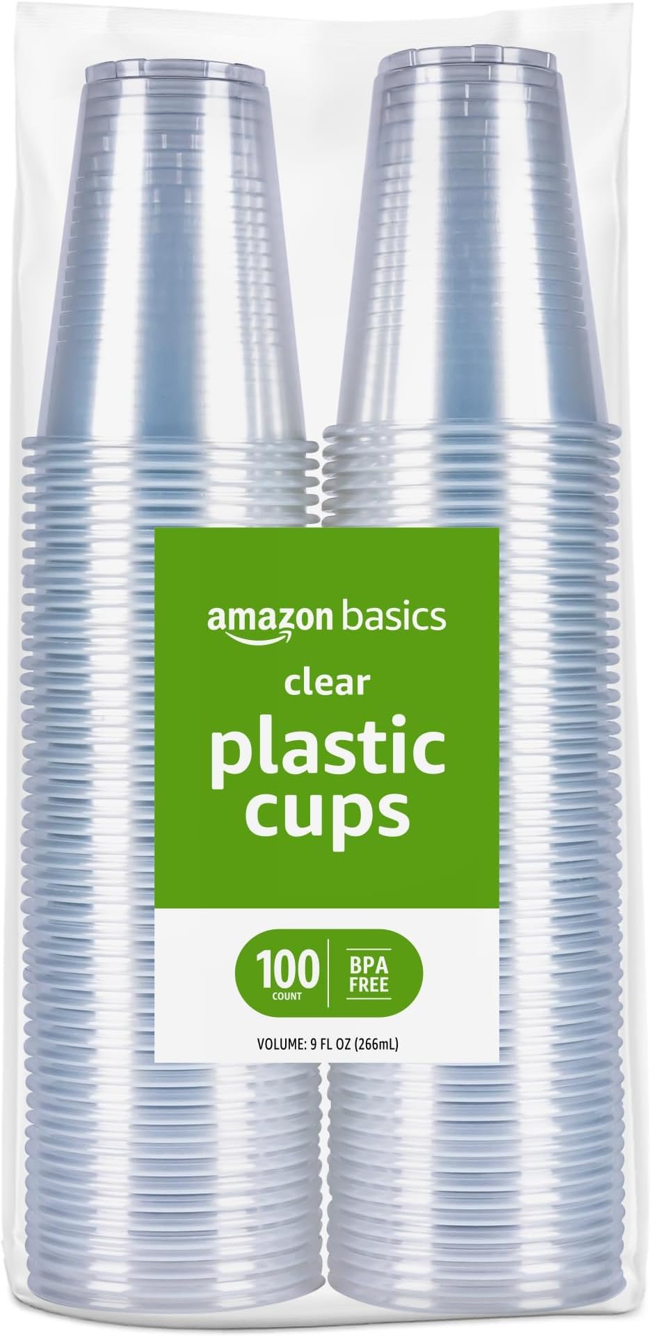 Amazon Basics Disposable Clear Plastic Cups for Cold Drinks, BPA-Free, Easy to Hold, 16oz, 50 Count