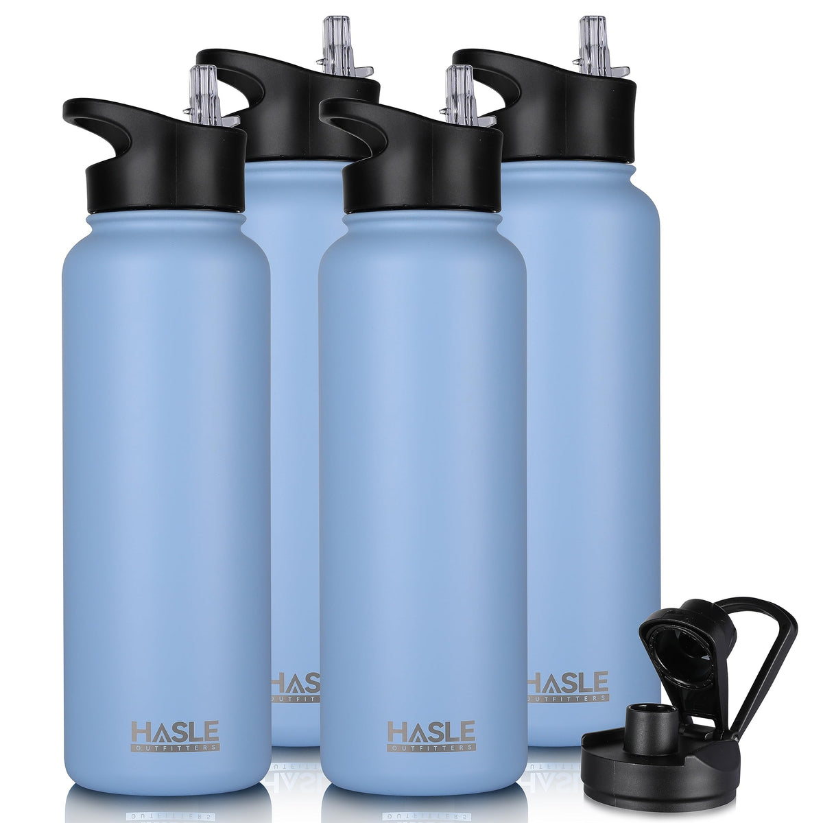 HASLE OUTFITTERS 32 oz Insulated Water Bottle Stainless Steel Double Walled Vacuum Sports Water Bottle with 2 Lids (Straw and Spout Lid) for Gym Camping Hiking(Black,1)