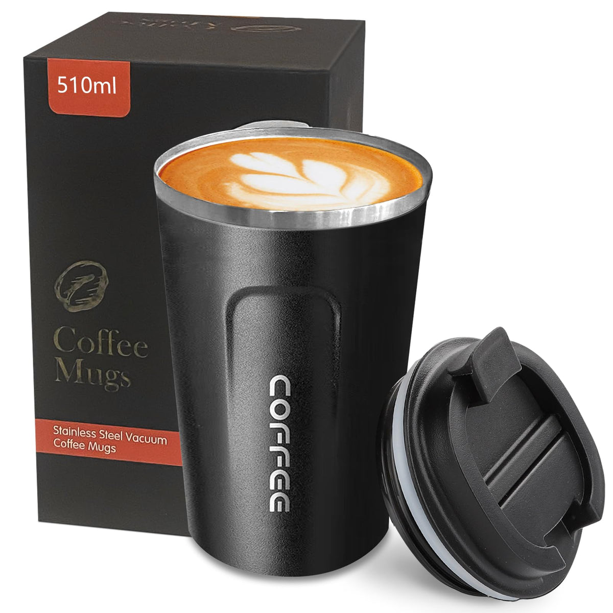 Insulated Travel Coffee Mug, Stainless Steel Coffee Cup with Leakproof Lid