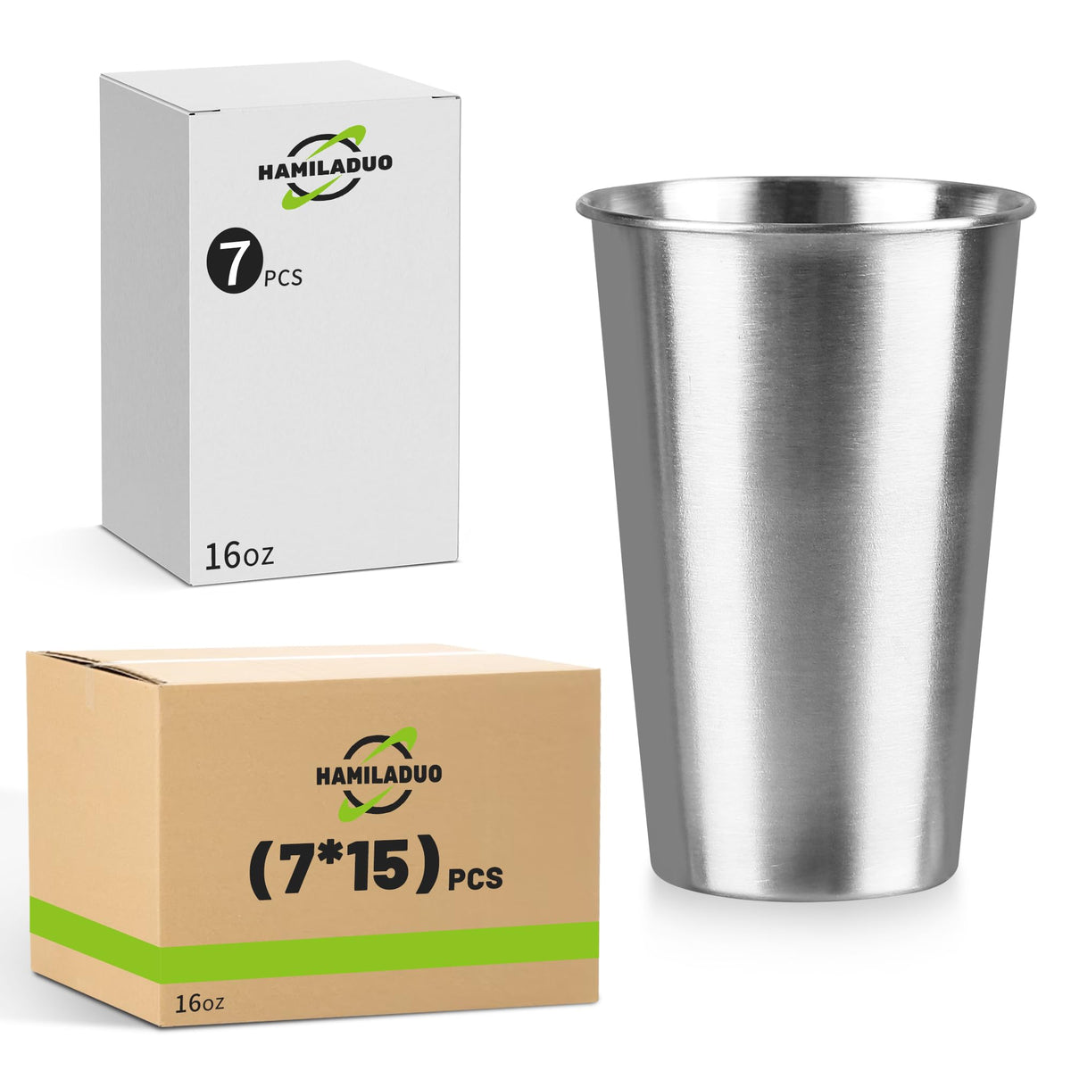 16 oz Stainless Steel Pint Cups, 4Pack Steel Cup,Pint Cup Tumbler，water Tumbler,Stackable,Reusable,BPA Free, (4)