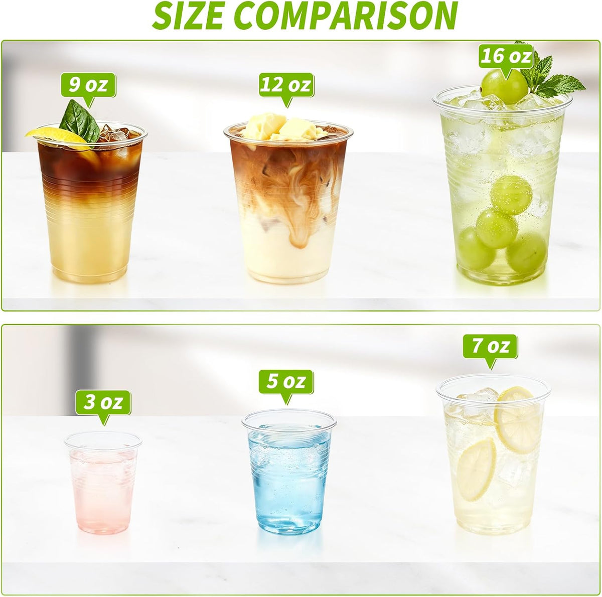 BYSNOW 500 Pack 7 oz Clear Plastic Cups, Disposable Plastic Water Cups