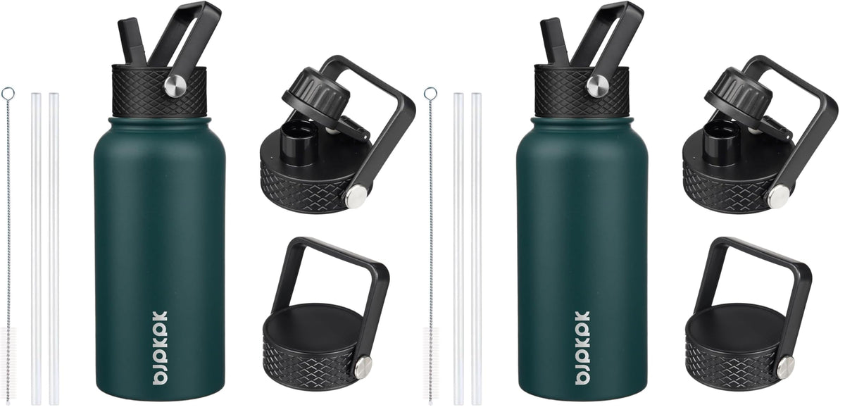 BJPKPK 64oz Insulated Water Bottle, Half Gallon Water Jug with Straw Lid