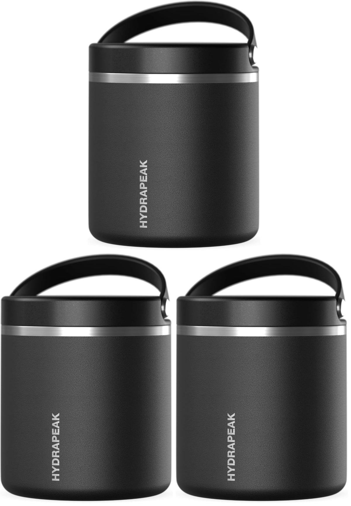 Hydrapeak 25oz Stainless Steel Vacuum Insulated Food Jar for Hot Food and Cold Food, Wide Mouth Leak-Proof Soup Jar for Adults, 10 Hours Hot and 16 Hours Cold (Black)