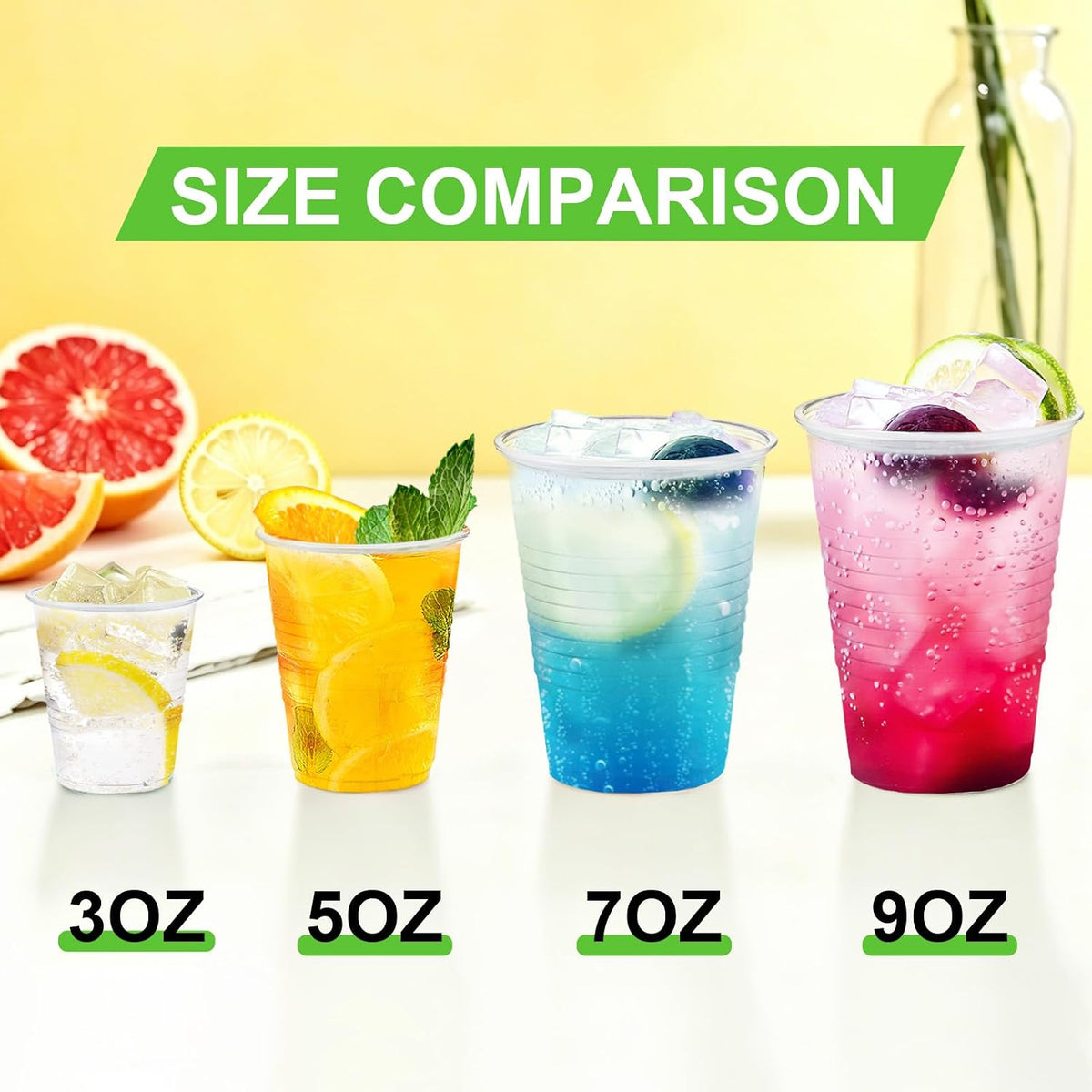 600 Pack 7 oz Plastic Cups, Rimmed Disposable Cold Cups