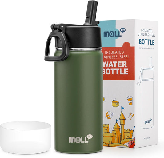 Stainless Steel Water Bottle 16 oz, Grass Green