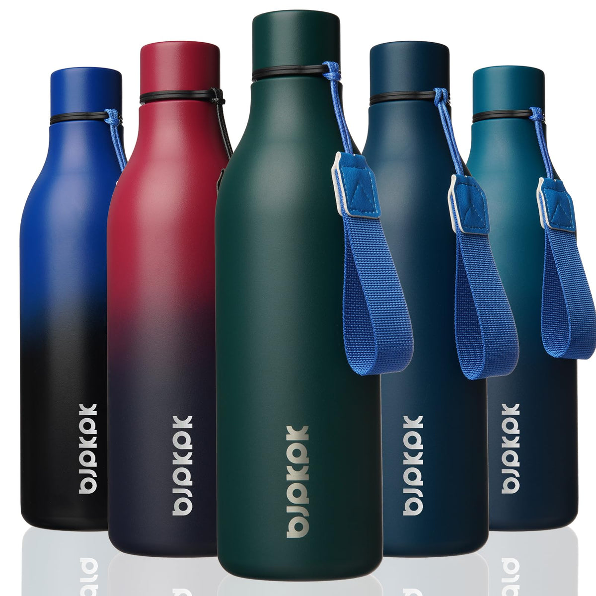 BJPKPK 18oz Insulated Water Bottle, Stainless Steel Bottle with Carry Strap