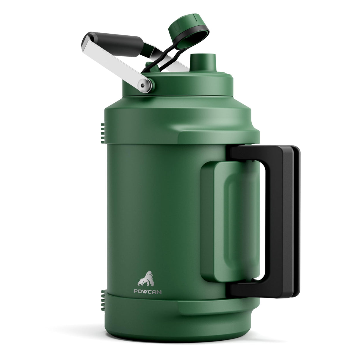 64 oz Insulated Water Bottle for Gym: 2-in-1 Straw Spout Lid, Dual Handle, Leakproof, Keep Cold 48H, Half Gallon Stainless Steel Water Jug for Travel, Hiking, Cycling, Park, Workout, Picnic (Midnight)