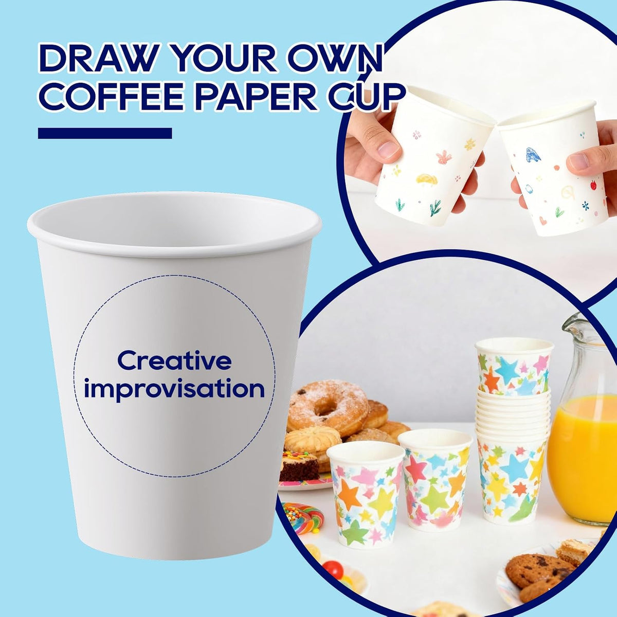 LITOPAK 400 Pack 8 oz Paper Cups, White Disposable Coffee Cups