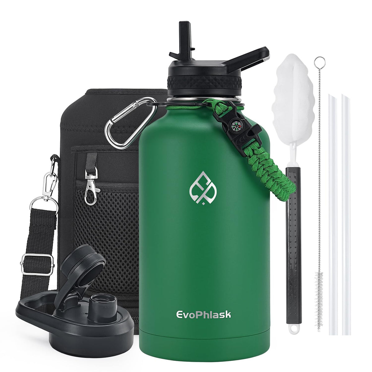 64 oz Insulated Water Bottle with Carrier Bag, Indigo Black