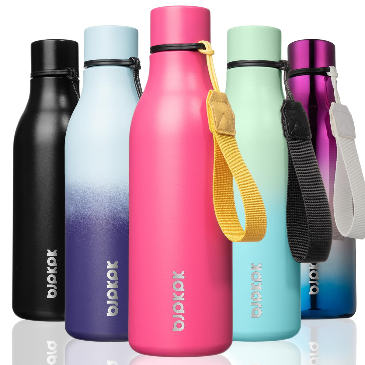 BJPKPK 18oz Insulated Water Bottle, Stainless Steel Bottle with Carry Strap