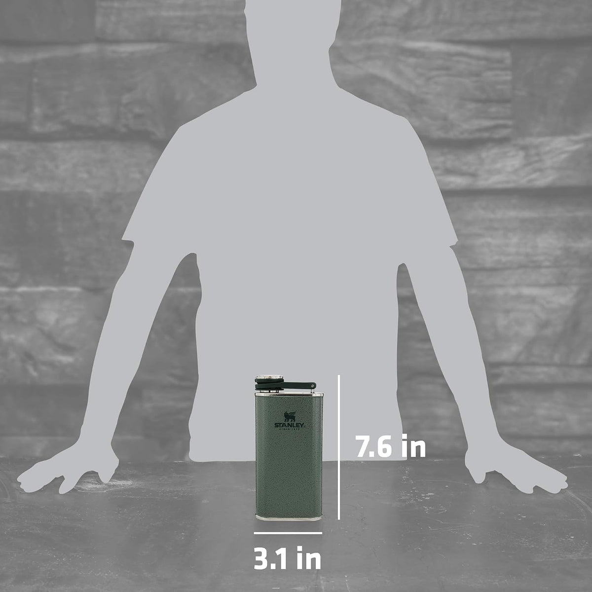 STANLEY Easy Fill Flask, 8 oz, Hammertone Green